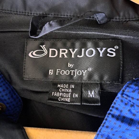 DRYJOYS by FootJoy Golf Windbreaker Jacket Blue Houndstooth pullover 1/4 zip Med - Picture 9 of 10